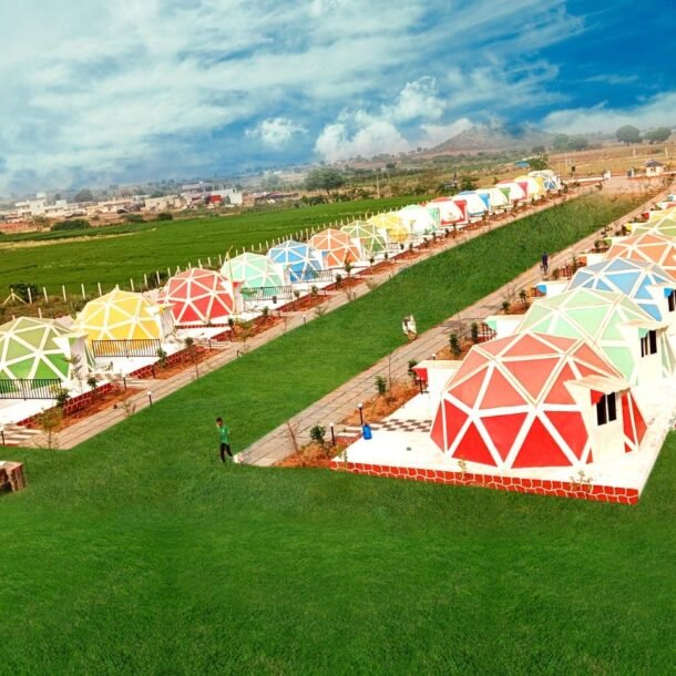 Eco Resort with Greenery in Mannanur with Ecodomes and Ecospherical Domes.